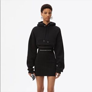 ALEXANDER WANG logo elastic mini skirt in ribbed jersey Sz S
